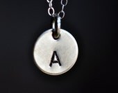 custom initial hand stamped necklace in sterling silver