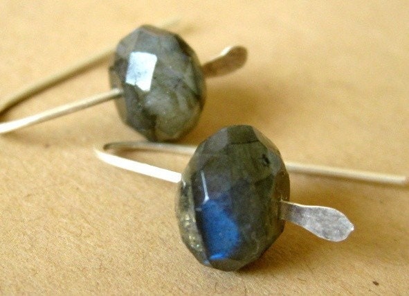 MUSHROOM HOOKS flashy labradorite sterling silver earrings 