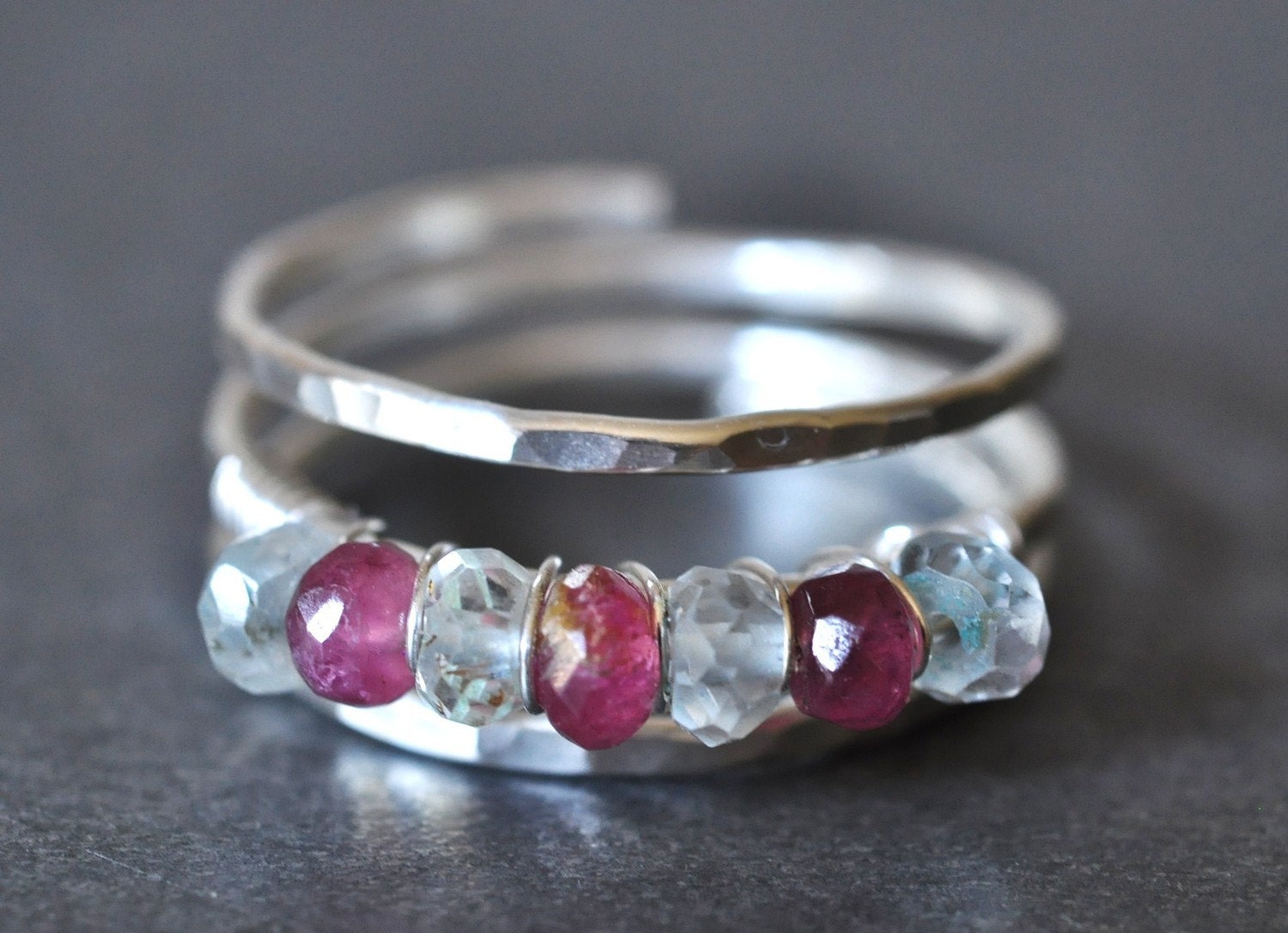 CUSTOM BIRTHSTONE ring for girlfriends / couples / anniversary / promise ring - sterling silver and genuine gemstones