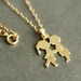 FIRST KISS boy and girl kissing necklace with two hand stamped monograms / initials - 14k gold filled