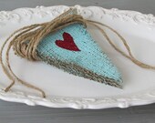Red Glittered Hearts....Mini Burlap Banner