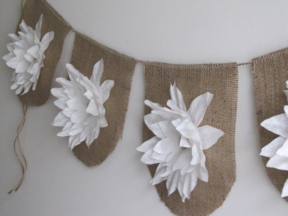 White Blooms.....on Burlap