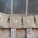 Ready to ship...JUST MARRIED Lowercase White Glittered Burlap Banner with Ribbon Bows