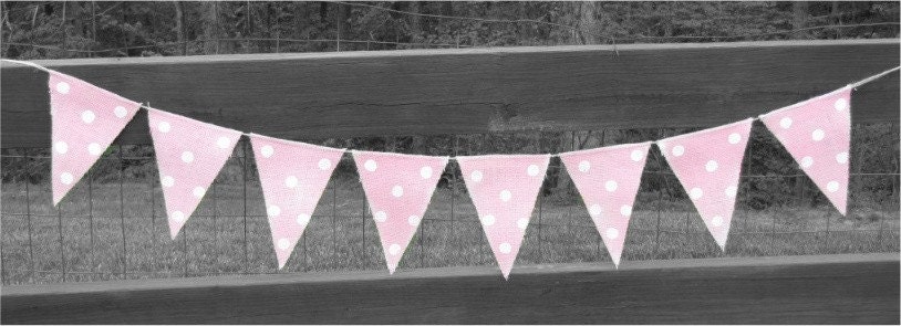 Cotton Candy Painted Burlap Banner with Glitter poka dots