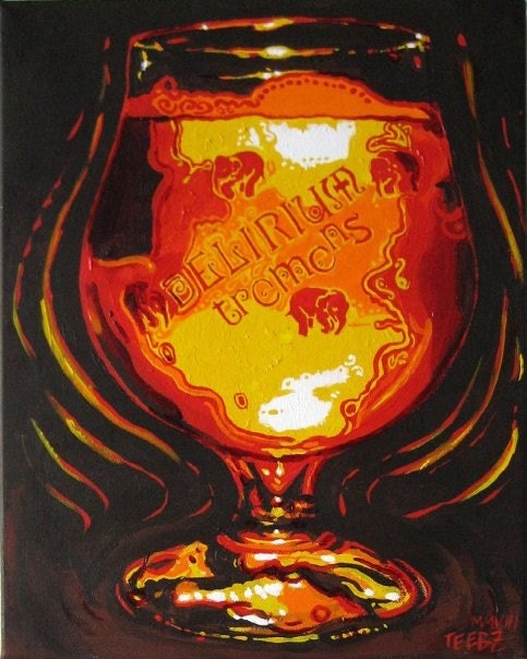 DELIRIOUS, beautiful signed print of original Delirium Tremens beer painting (free shipping in US)