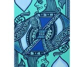 BLUE JACK: Original painting for lovers of poker, euchre, blackjack, other card games and cribbage.
