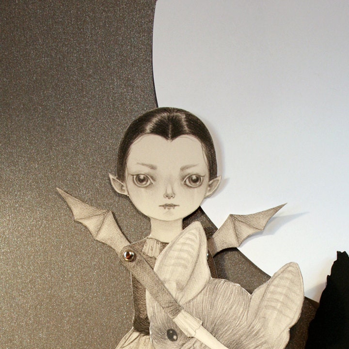 Singing You to Sleep articulated Vampire paper doll set with 4 silver brads
