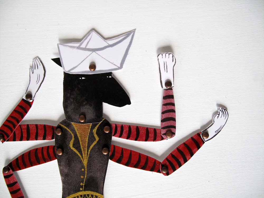 Four Armed Kanga Man / Constructed Articulated Paper Doll / Hinged Beasts Series