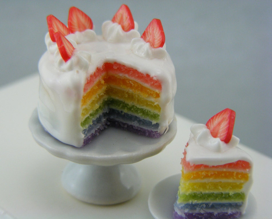 Rainbow Cake - 1/12 Dollhouse Miniature Dessert