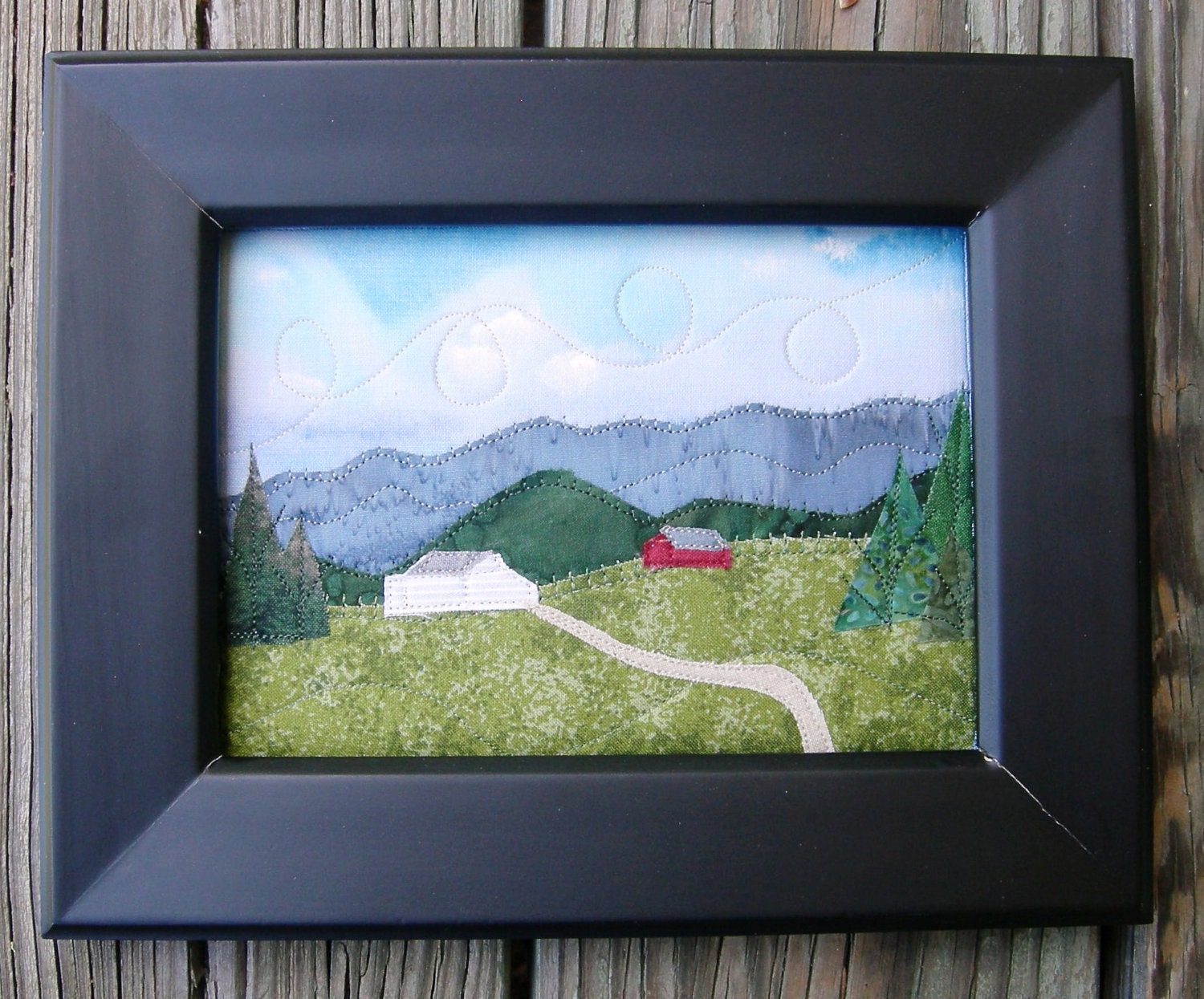 Fabric Postcard Art Quilt-Mountain Landscape Mini Quilt