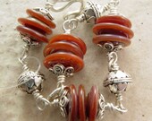 Handmade Bracelet, Caramel Dream, Glass and Bali Silver