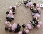 Ooh La La...Pink and Black Cha Cha Lampwork Bracelet