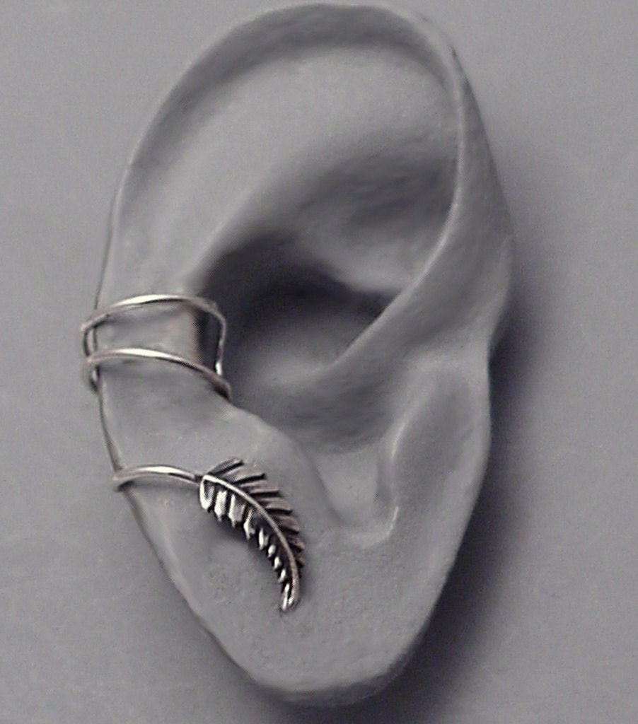 Silver Leaf EAR CUFF - "New Leaf" Swirly Sterling Silver Ear Cuff for RIGHT ear