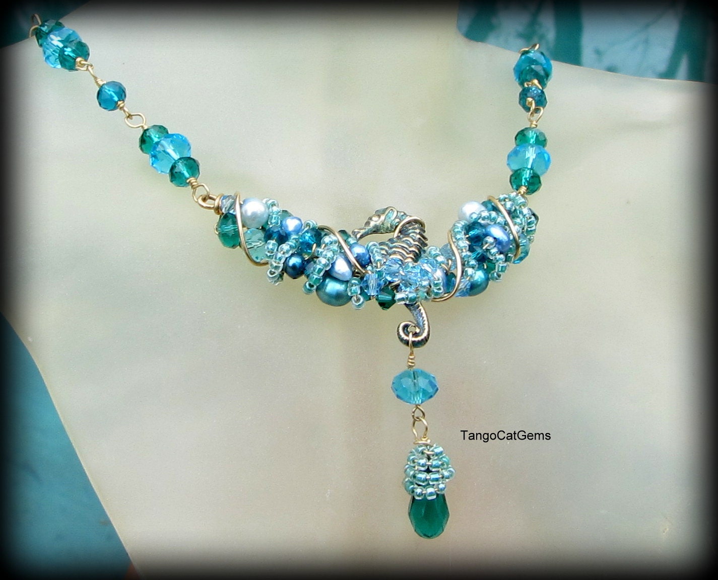 Aegean Blue Seahorse Necklace