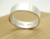 You Have My Heart - Sterling Silver Secret Promise Ring - Choose Your Size - block letter font engraved