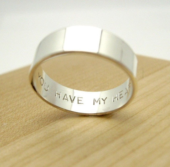 You Have My Heart - Sterling Silver Secret Promise Ring - Choose Your Size - block letter font engraved