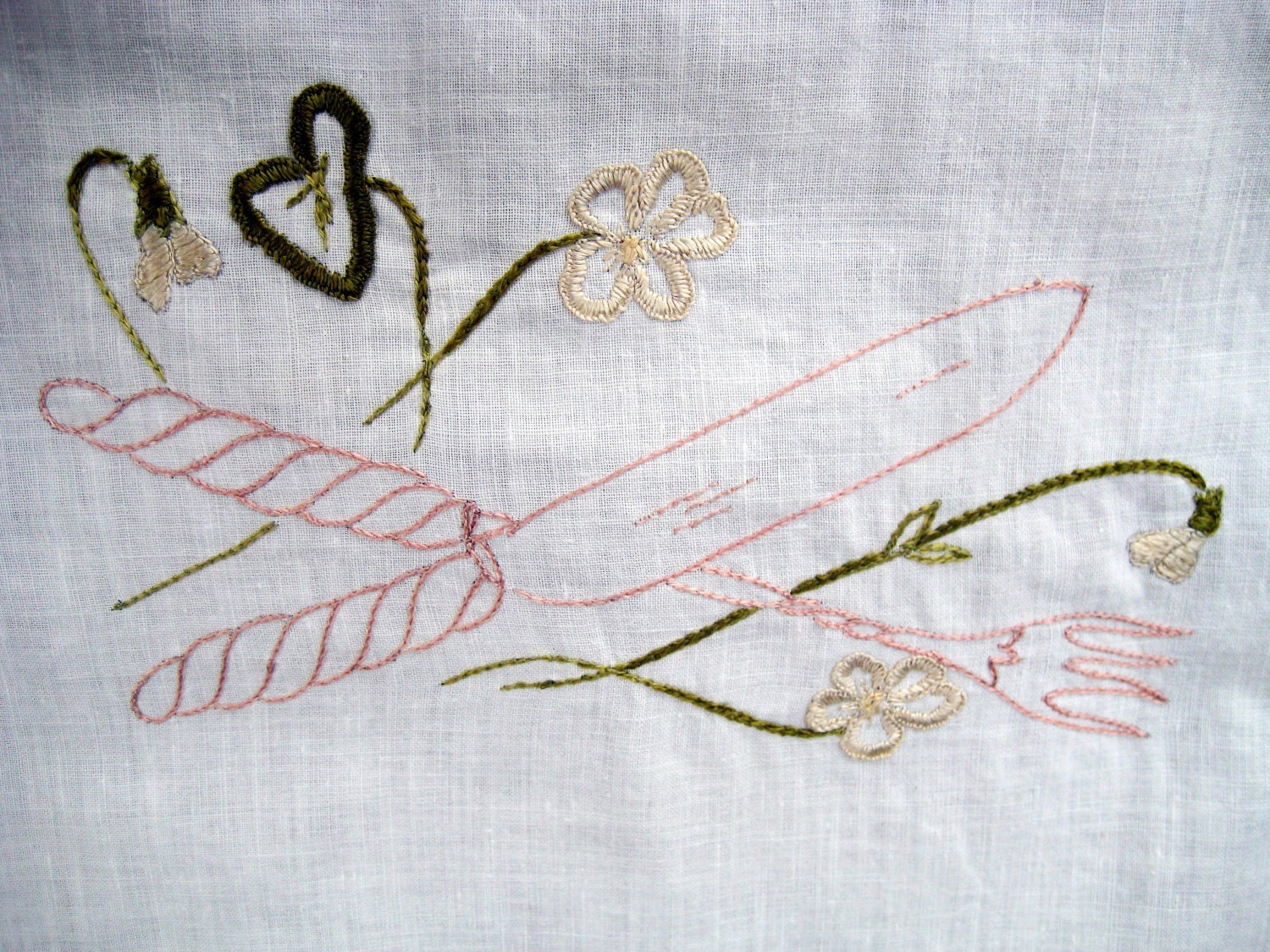 Antique Society Silk Embroidered Napkin Fork and Knife