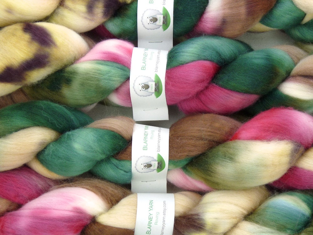 SALE - Handpainted Superfine Merino Wool Roving in Olympia by Blarney Yarn