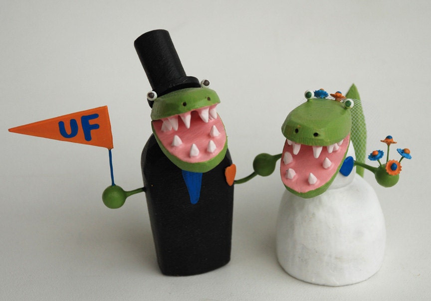 Florida Gator wedding cake toppers
