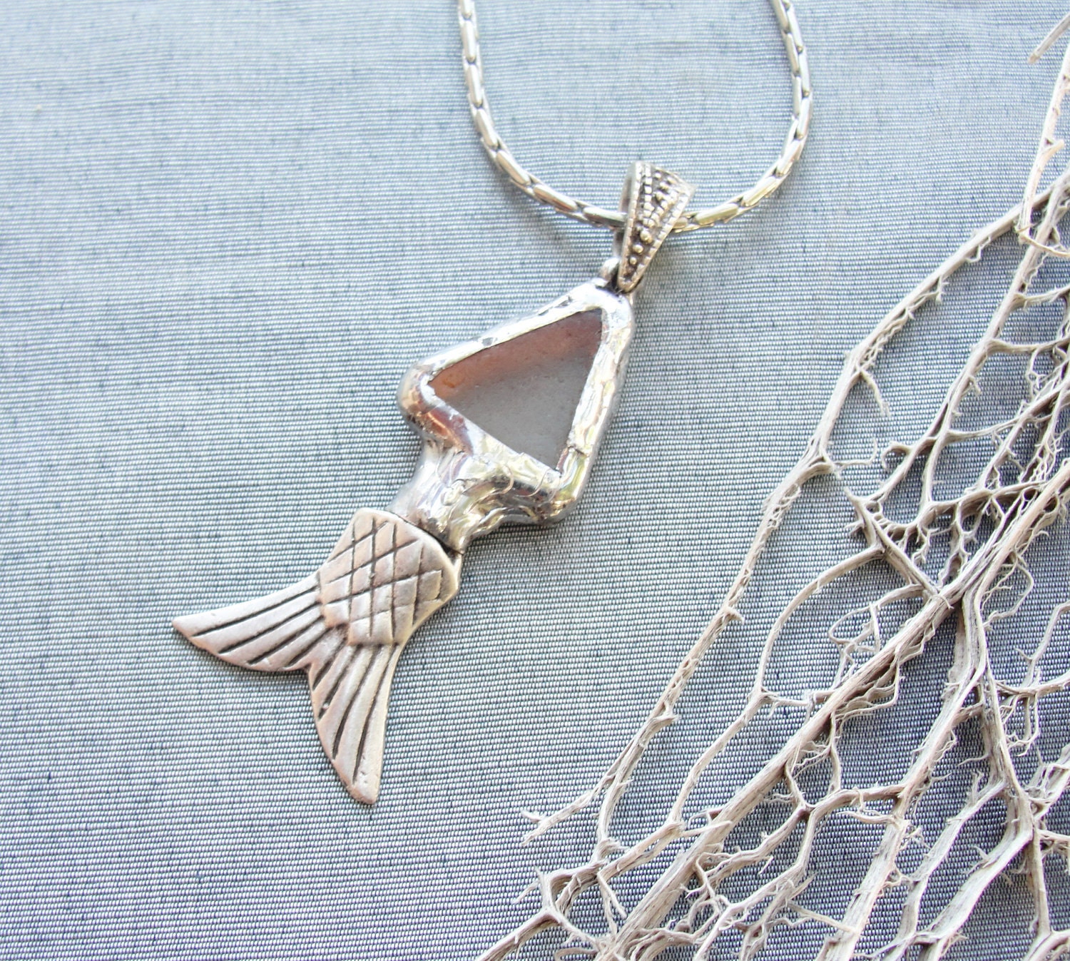 Sea Treasure Collection - Soldered Beach Glass Fish Necklace