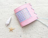 Pink Textile Cuff with Leather and Woven details