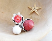 Strawberry Sundae Ring - Coral and Shell Trio Ring