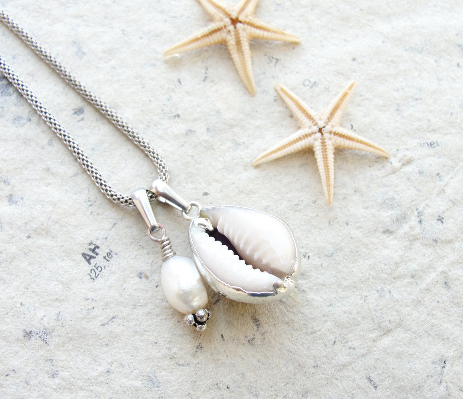 Cowry Shell and Pearl Necklace - Sea Treasure Collection