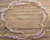 Champaign Crystal rondelles beads with gold tubes unique necklace OOAK
