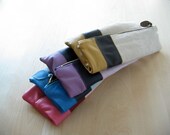 Bridesmaids Italian Leather and Linen Wedding Clutches - Set of 4 - Made To Order - Free Shipping