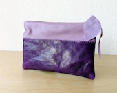 Leather Clutch - Leather Wallet in Dark Purple and Lavender Italian Leather - New Indie Patchwork Series