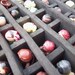 Checkers Battle of the Baristas upcycled checker board and polymer clay barista set
