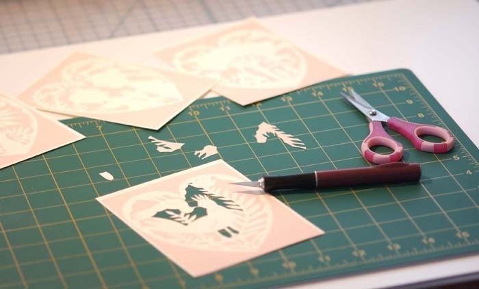 4 Original Papercut PRINTED PATTERNS. Ready to cut by yourself. 4 Heart Silhouettes.