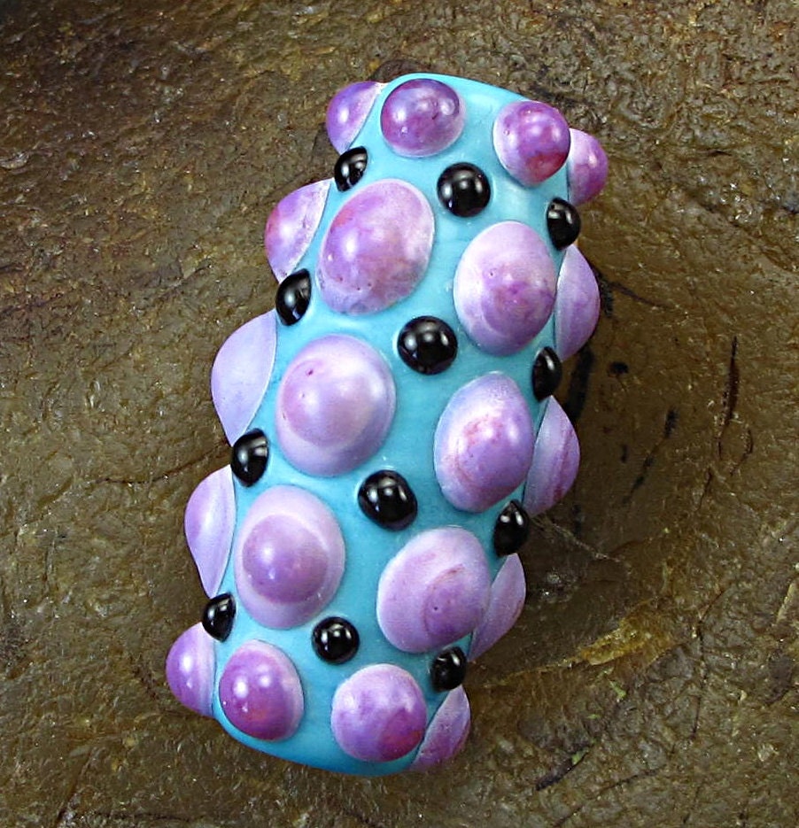 Handmade Lampwork Glass Focal Bead -Purple Dots- by Jason Powers SRA RELISTED