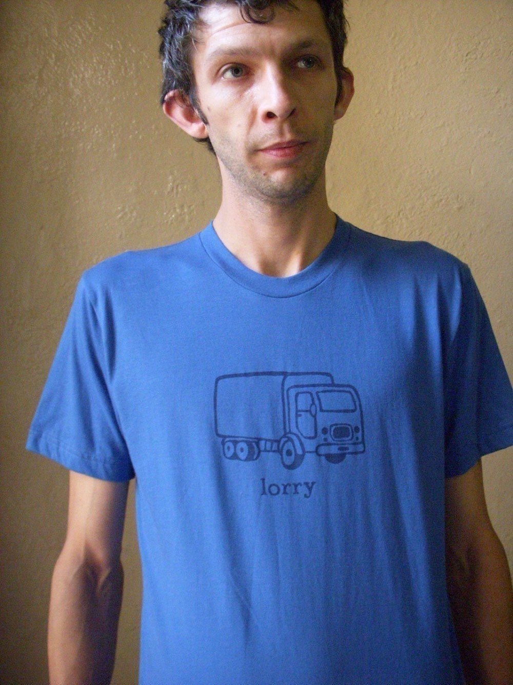 Lorry British Flashcard Tshirt- Mens in Royal Blue and Navy