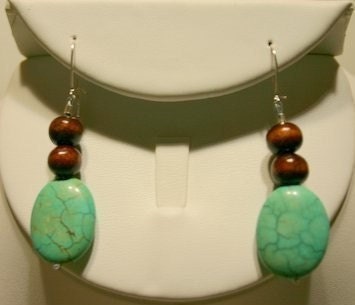 Wood and Turquoise earrings
