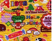 HALF YARD - Retro Mix Yellow - Cotton Seersucker - Deer, Rainbow, Whale, Apple, Owl, Strawberry - Cosmo Textile - Japanese Import Fabric