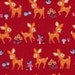 SALE - 1 YARD - Red Reindeer Deer - Cosmo Textiles Japanese Fabric - Heavy Canvas
