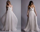 Natural White Annie Wedding Gown Silk Hand Gathered Bustier Gown