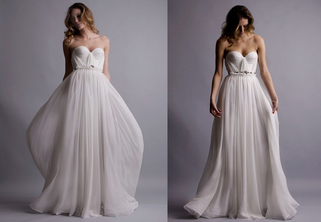 Natural White Annie Wedding Gown Silk Hand Gathered Bustier Gown
