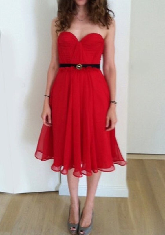 Silk Mila Hand Gathered Bustier Tea Length Dress