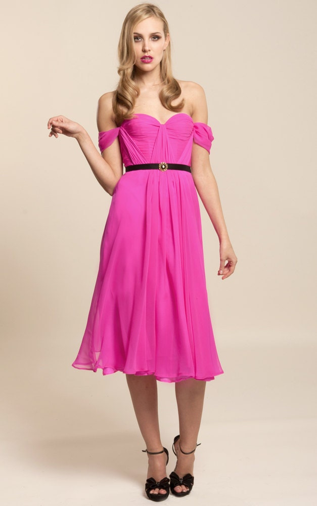 Fuschia Silk Hand Gathered Bustier Gown