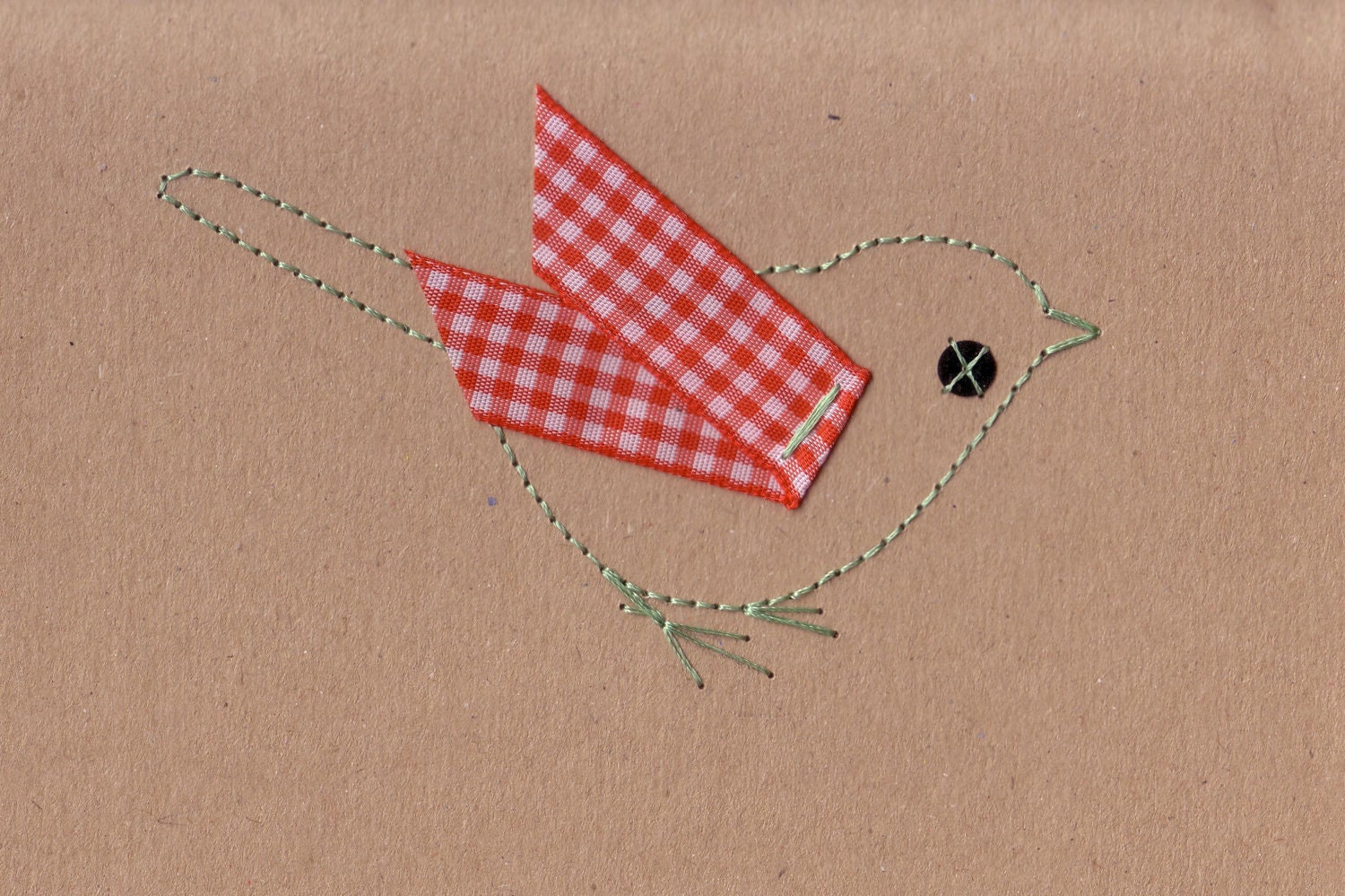 Garden Bird Stitched Card