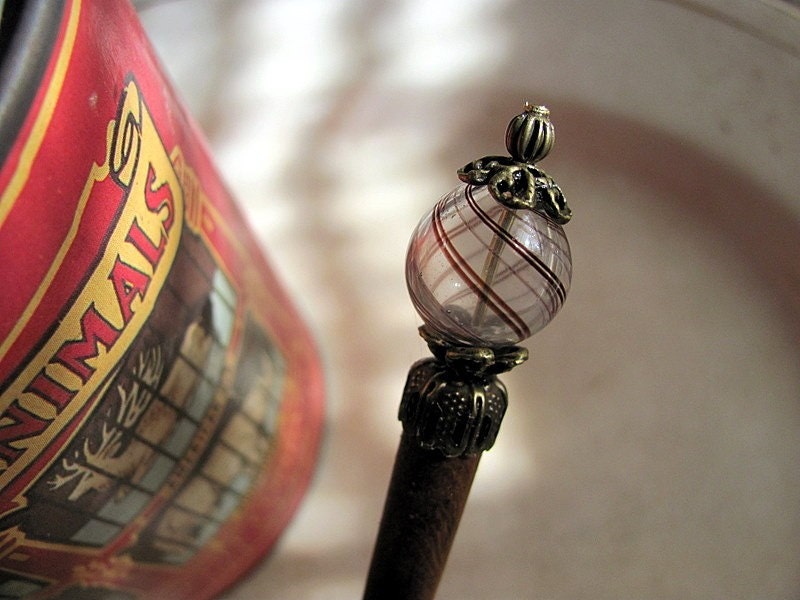 Chocolate Swirled Bon Bon SHORT Hair Stick or Shawl Pin