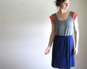 SALE - Sage and Navy Color Block Dress  // Spring Dress /  Women // Tunic //  READY to SHIP /  Medium