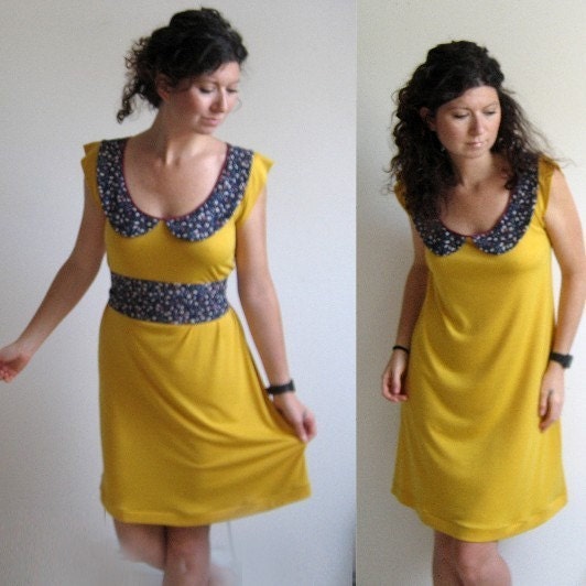 Aspen Yellow Dress- Peter Pan Collar