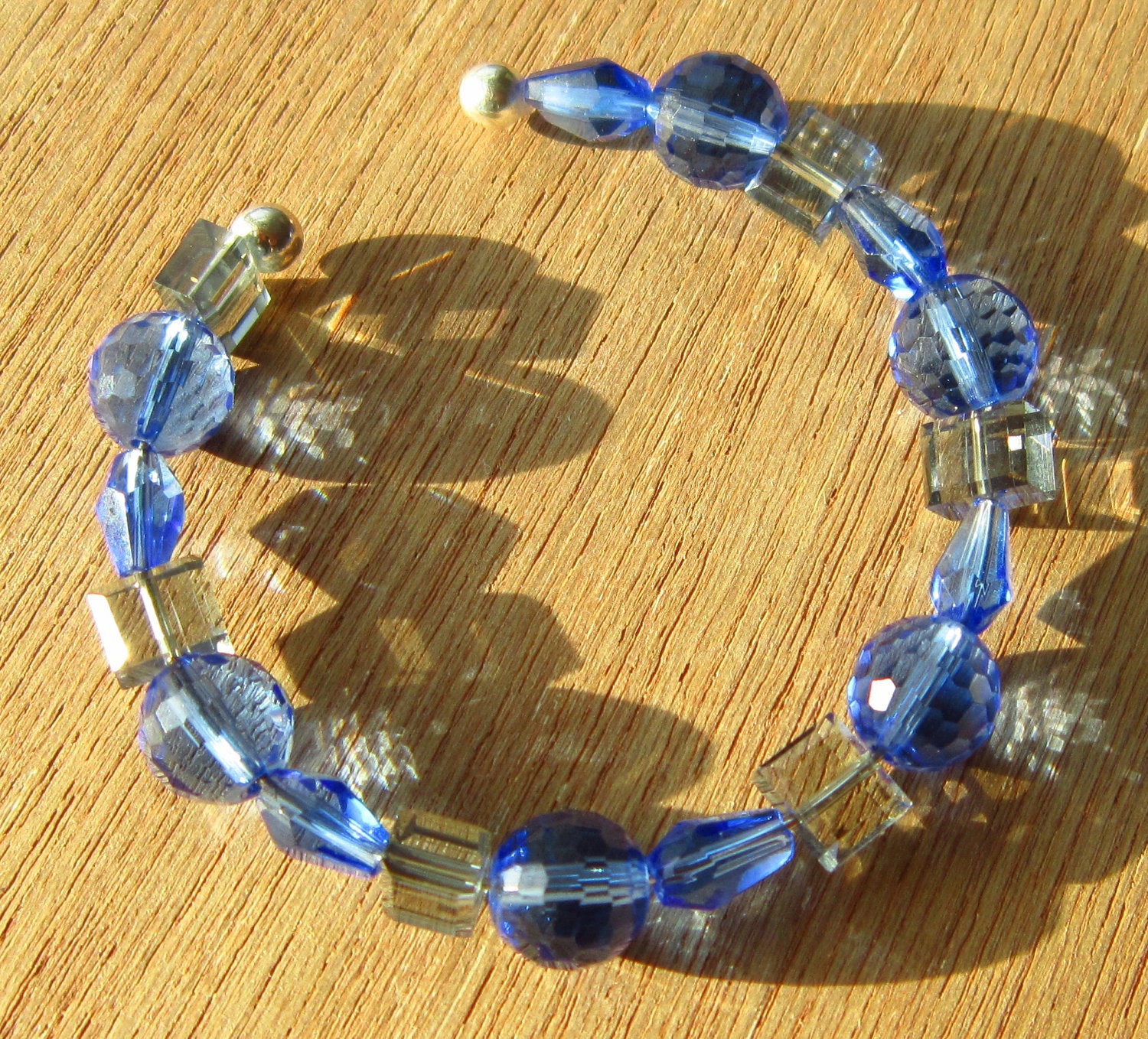 Cuff Bracelet  Blue Memory Wire Sapphire & Steel continued