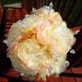 Eco Wedding Bouquet Peach, Yellow, Pale Yellow Organza Peonies 8 Count with Champagne Wrap and Bow eco friendly wedding