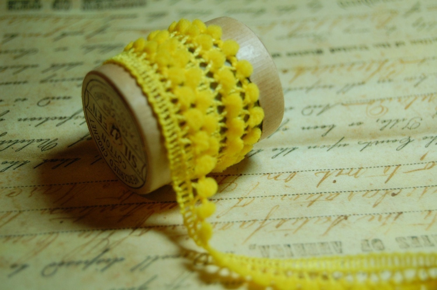 Lemon Yellow Petite  Pom Pom Trim