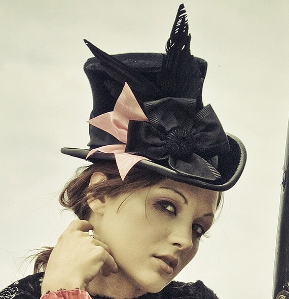 Victorian Top Hat In Velvet - The Beaux - As Seen in Gothic Beauty Magazine 28