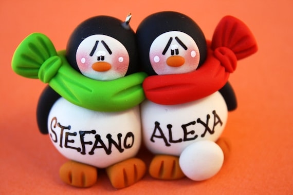 Personalized Clay Penguin Couple Expecting Baby